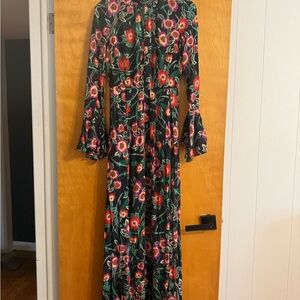 Misa Los Angeles Red and Pink Bell Sleeve Gown